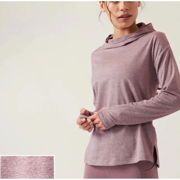 Athleta Tops - Athleta Uptempo II Hoodie Long Sleeve Heathered Purple Shirt Size M Athletic Top